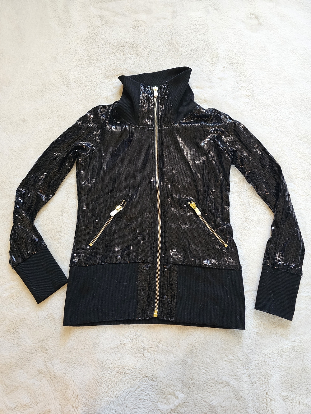 Boston Proper Sport Zip Up Sequin Jacket Size XS